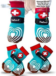 Medical First-Aid Double Sided Anti-Slip Cotton Dog Socks | PawFlex Comfy Pawz Silicone Nonslip at Inner Cuff for No Twisting or Sliding Off | Pet Paw Protection |Wound Care | Traction Control