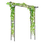 Tangkula 6.7 Ft Arbor, Garden Arbour Trellis Outdoor for Climbing Plants, Vines, Flowers, Outdoor Garden Arch with Gate for Wedding Decoration, Bridal Party, Ceremony