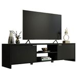 Madesa TV Stand Large Media Console with Cable Management for 65, 75 Inch Media Storage Gaming Living Room Entertainment Center Modern Wooden Television Cabinet - Black