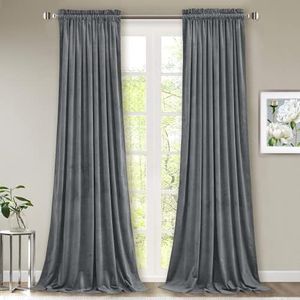 StangH Light Grey Velvet Curtains 84 inches Length Room Darkening Velvet Window Curtain Drapes for Living Room Thermal Privacy Panels for Bedroom / Office, W52 x L84, 2 Panels