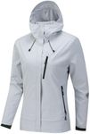 jekewolawang Women's Lightweight Rain Jacket Women's Waterproof Windproof Jacket Women's Hooded Jacket (US, Alpha, Large, Regular, Regular, ivory white)