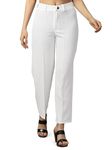 SAGIBO Women's Trouser High Waist Pant, Bell Bottom, Trendy Retro-Chic, White, XXL