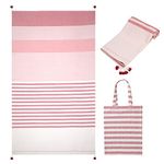 Folkulture Beach Towels with Travel Bag 40 x 72, Beach Blanket for Holidays or Extra Large Beach Towel, 100% Cotton Sand Free Turkish Beach Towel for Adults, Lightweight and Oversized, Coral