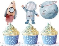 10 Pcs Space Cupcake Toppers - Galactic Cake Decorations for Cosmic Celebrations