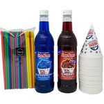 Maragos Snow Cone Bundle With Sno-Kone Syrup, Original Cups and spoon straws, 750.0 millilitre, 4