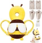 Baby Head Protector Backpack, Toddler Baby Head Protection Backpack with Baby Knee Pads Alarm Function for Walking & Crawling, Soft, Breathable and Wearing Safety Baby Head Protector - Yellow Bee