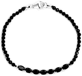 Spinel Black Bracelet in Sterling Silver - Trendy Charm Bracelets for Women - Unique Promise Mothers Day Gifts for Her Size - 7.25 Inches