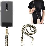 Pivdo Cell Phone Lanyard Around Neck Crossbody Hanging Chain Mobile Holder to Carry iPhone & Smartphone with Detachable Crossbody Shoulder Sling Strap for Girls Braided Gold Chain (Black)