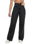 TOPLOT Women High Rise Cotton Lycra Solid Wide Leg Jeans (Straight-Jeans-5204-Grey-36)