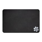 YCT Pet Feeding Mat Diatomaceous Earth Leather Mat, Non-Slip No-Rinse Cat and Dog Mat Super Absorbent and Stain Free, Resting and Sleeping Mat, with Footprints Logo，18.1 x 11.8 inches, Black