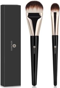 KINGMAS 2Pcs Premium Under Eye Nose Contour Brush, Flat Tongue-Shape Concealer Makeup for Liquid Cream Foundation Powder Buffing Blending, Black