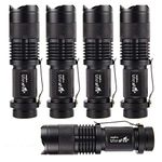 5 Pack UltraFire SK68 Tactical and Small Flashlights7w 3-Mode Pocket Torch Adjustable Focus Zoom Light Lamp