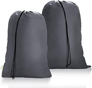 OTraki Lot de 2 Grand Sac à Linge Sale Voyage 60 x 80 cm Pliable Sac à Linge Sac de Rangement Cordon de Serrage pour Paniers à Linge Corbeilles à Linge Jouets Maison Dortoir Camp Collège (Gris)
