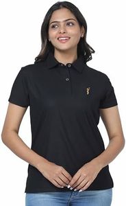 STELLERS Women's Golf Polo T-Shirt Wrinkle Free Quick Dry Lightweight Feather Touch Feel Regular Fit Black Large