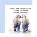 Old English Co. Wedding Anniversary Card for Wife - 'Who You Have Beside You' - Romantic Bear Card for Wife Girlfriend, Boyfriend, Husband - Sweet Quote For Couple | Blank Inside Envelope