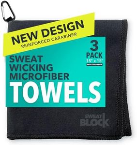 SweatBlock Microfiber Sweat Absorbing Handkerchief - Sport, Gym, Daily Use - For Hands, Face, Body - Machine Washable, Reusable - Men & Women - 15x15 (3 Pack, Black)