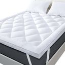 Linens World Mattress Topper Double Bed 10cm Thick, Quilted Super Soft Microfiber Topper, 1200GSM Anti-Allergy Fiber Fill, Washable with Strong Elastic Straps for Extra Comfort (137×190cm)