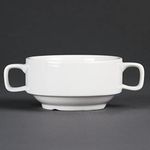 Olympia White Ware Soup Bowls with Handles 400Ml 14Oz Kitchen Dish Tableware 6pc