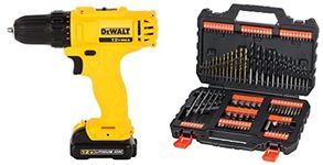 DEWALT DCD700C2 12V 10mm XR Li-Ion Cordless Impact Drill Driver (2-Pieces) With BLACK+DECKER A7200 Metal Mixed Accessory Set (109-Pieces)