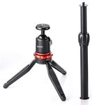 Movo Universal Mini Camera Tripod w/Extendable Pole (MV-T1) Adjustable Head, Heavy-Duty Aluminum Travel Stand | DSLR, Mirrorless, GoPro, Smartphones | Compact, Portable