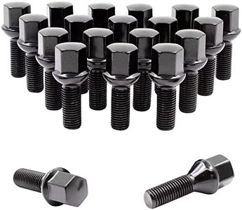 Wheel Accessories Parts Set of 20 Black 12x1.5 Lug Bolts Ball Seat (R12) 28mm Shank Length, M12 1.5 Thread, 17mm Hex Wheel Lug Bolts with Dual Hex Key (20, Black, M12x1.5)