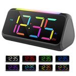 Digital Alarm Clocks for Bedroom, RGB Color Changing Digital Clock, Led Alarm Clock with Snooze Mode, Night Light, USB Charger, Bedside Clocks for Kids Adult Heavy Sleepers