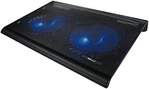 Trust 20104, Base di Raffreddamento per Laptop 17.3, 2 Ventole Illuminate, Alimentazione USB, Portacavo Integrato, Cooling Pad con Porta USB Aggiuntiva - Nero