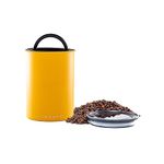 Planetary Design Airscape Stainless Steel Coffee Canister | Food Storage Container | Patented Airtight Lid | Push Out Excess Air and Preserve Freshness (Medium, Matte Yellow)