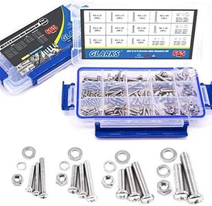 Glarks 665Pcs M3 M4 M5 M6 Stainless Steel Phillips Pan Head Screws Bolts Nuts and Flat Gasket Spring Washers Assortment Kit