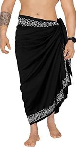 LA LEELA Men's Standard Summer Long Pareo Casual Beachwear for Men Cover Up Holidays Beach Wrap Lava Lava Vacation Swimwear One Size Ebony, Plain