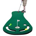 KOFULL Putting Green Mats Set for Golf Putting Use, Included 29 inches Golf Putter, 3 Golf Balls, Training Aid Put Cup & Flags, Practicing Putt Green Carpet for Children Adults Putting Indoor Outdoor