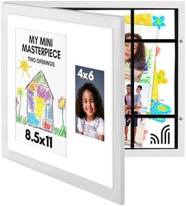 Americanflat Kids Art Frame with Two Openings - One 8.5x11 Picture Frame for Kids Art Display and One 4x6 Picture Frame - My Mini Masterpiece - Kids Artwork Frames Changeable Display - White