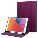 Fintie Folio Case for iPad 9th / 8th / 7th Generation (2021/2020/2019) 10.2 Inch - Multi-Angle Viewing Soft TPU Smart Stand Back Cover with Pocket, Pencil Holder, Auto Sleep/Wake, Purple