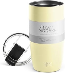 Simple Modern Travel Coffee Mug Tumbler with Flip Lid | Reusable Insulated Stainless Steel Cold Brew Iced Coffee Cup Thermos | Gifts for Women Men Him Her | Voyager Collection | 16oz | Buttercup