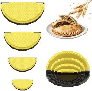 Tortilla Sealer Crimper Press - 4pcs Quesadilla Maker for 10"+8"+6"+4" Flour Tortillas | Make Sealed Taco,Quesadilla,Empanada,Burrito,Dumpling,Sandwich,BPA-Free Dishwasher Safe (Black Yellow)