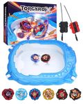 BGOVTAPO X Stadium Starter Kit - 6 Battle Tops Arena Set with 2 Launchers, Acceleration Track & Protective Roof, Gift for Boys Girls 6+