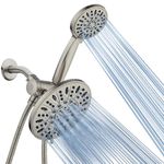 AquaDance 7" Premium High Pressure 3-Way Rainfall Combo with Stainless Steel Hose – Enjoy Luxurious 6-setting Rain Shower Head and Hand Held Shower Separately or Together – Brushed Nickel Finish