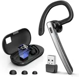 TERUNSOUl Bluetooth Headset V5.3, Wireless Bluetooth Earpiece with 600mAh Charging Case, 110H Playtime, Hands Free Headset for Cell Phone and Computer with Built-in Microphone for Work Trucker Office