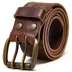 Logical Leather Men's Work Belt - Heavy Duty Genuine Full Grain Leather Double Prong Belts, Brown, 38 - Fits 36 Pant