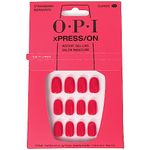 OPI xPRESS/ON Strawberry Margarita - Bright Pink Short Round Press On Nails - With Nail Glue - Long Lasting, Reusable & Non-Damaging Short False Nails