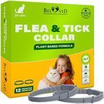 Natural Flea & Tick Collar for Cats - 12 Months Control of Best Prevention & Safe Treatment - Anti Fleas and Ticks Essential Oil Repellent (1 Count)