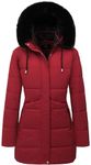 MOERDENG Women's Long Winter Puffer Coat Thicken Fleece Lined Down Jacket Waterproof Faux Fur Detachable Hooded Parka