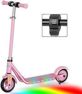 Kids Electric Scooter Ages 6-12, Colorful LED Lights, Up to 9.3 MPH & 7.5 Miles,150W Electric Scooter for Kids with 3-Speed Adjustment
