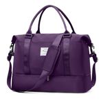 Travel Duffel Bag, Sports Gym Tote Bag for Women, Carry on Luggage Bag for Airplanes, Lightweight Weekender Overnight Shoulder Bag Waterproof Beach Hospital Bag with Shoes Compartment,A8-Dark Purple