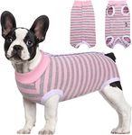 KUTKUT Puppy Kitten Surgical Suit, Surgery Recovery Suit for Female Dogs After Spay, Dog Cats Surgical Onesie with Pee Hole Collar Cone Alternative for Abdominal Wounds (SIZE: S, Chest: 35cm)