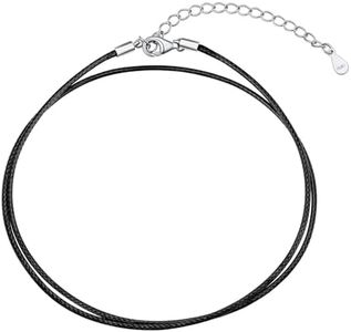 U7 Black Cord Necklace Rope Necklace for Women - 1MM Leather Necklaces Cord for Women with Clasp, Necklace Cords for Pendants, 26 Inch