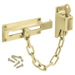 Door Chain Locking Door Chain Polished Brass | Chain for Front Door | 8.3 X 0.7 X 3.5 Cm Surface Mounted Lockable Door Security Chain | Security Chain Door with Key for Wooden, and UPVC Front Doors