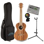 Lanikai ACST-S Solid Top Acacia Soprano Ukulele Bundle w/Bag, Stand, Tuner, and Cloth