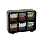 Mind Reader Anchor Collection, 6-Drawer Tea Bag Organizer, Removable Drawers, 10.25" L x 3.25" W x 7.75" H, Black