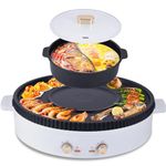 Hotpot Grill 2-IN-1 Electric Hotpot and Grill 50cm Korean BBQ Grill Indoor, Separable Hot pot with Divider,Dual Temperature Control Electric Hotpot Grill for 5-7 People 2000W